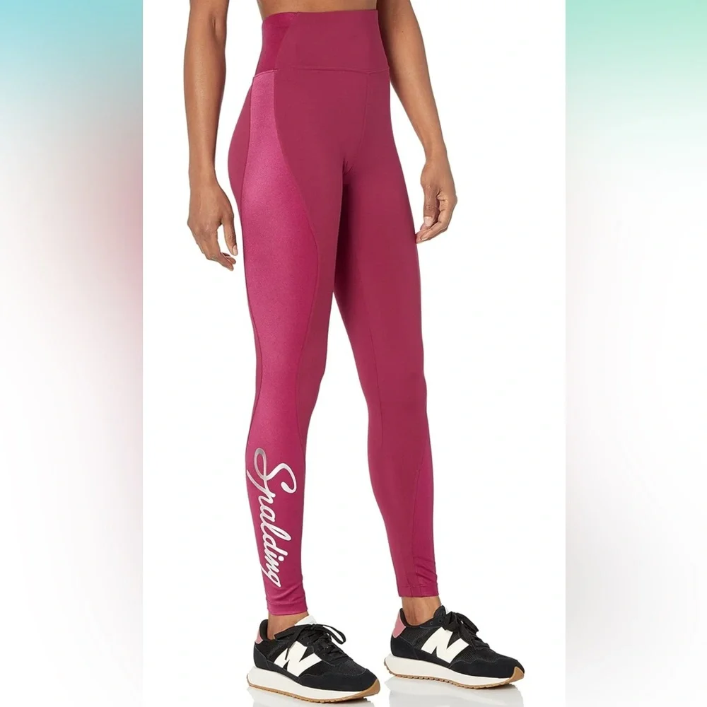 Spalding Women's High Shine Stretch Legging with Logo New With Tags Size 1X